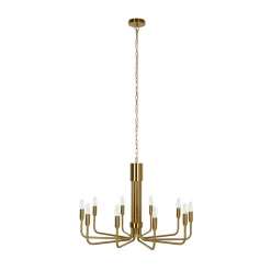 Lindby lysekrone Elanova, messing, 10 lyskilder, Ø 80 cm, E14