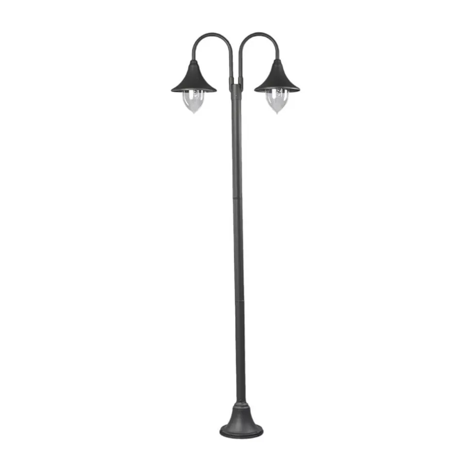 Lindby Madea udendørslampe, grå, 2 lyskilder, 212 cm, E27, IP44