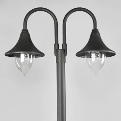 Lindby Madea udendørslampe, grå, 2 lyskilder, 212 cm, E27, IP44