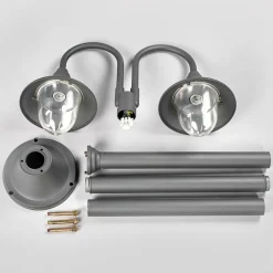 Lindby Madea udendørslampe, grå, 2 lyskilder, 212 cm, E27, IP44