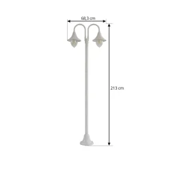 Lindby Madea udendørslampe, hvid, 2 lyskilder, 213 cm, E27, IP44