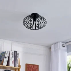 Lindby Maivi loftslampe, sort, 30 cm, jern, bur