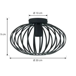 Lindby Maivi loftslampe, sort, 30 cm, jern, bur