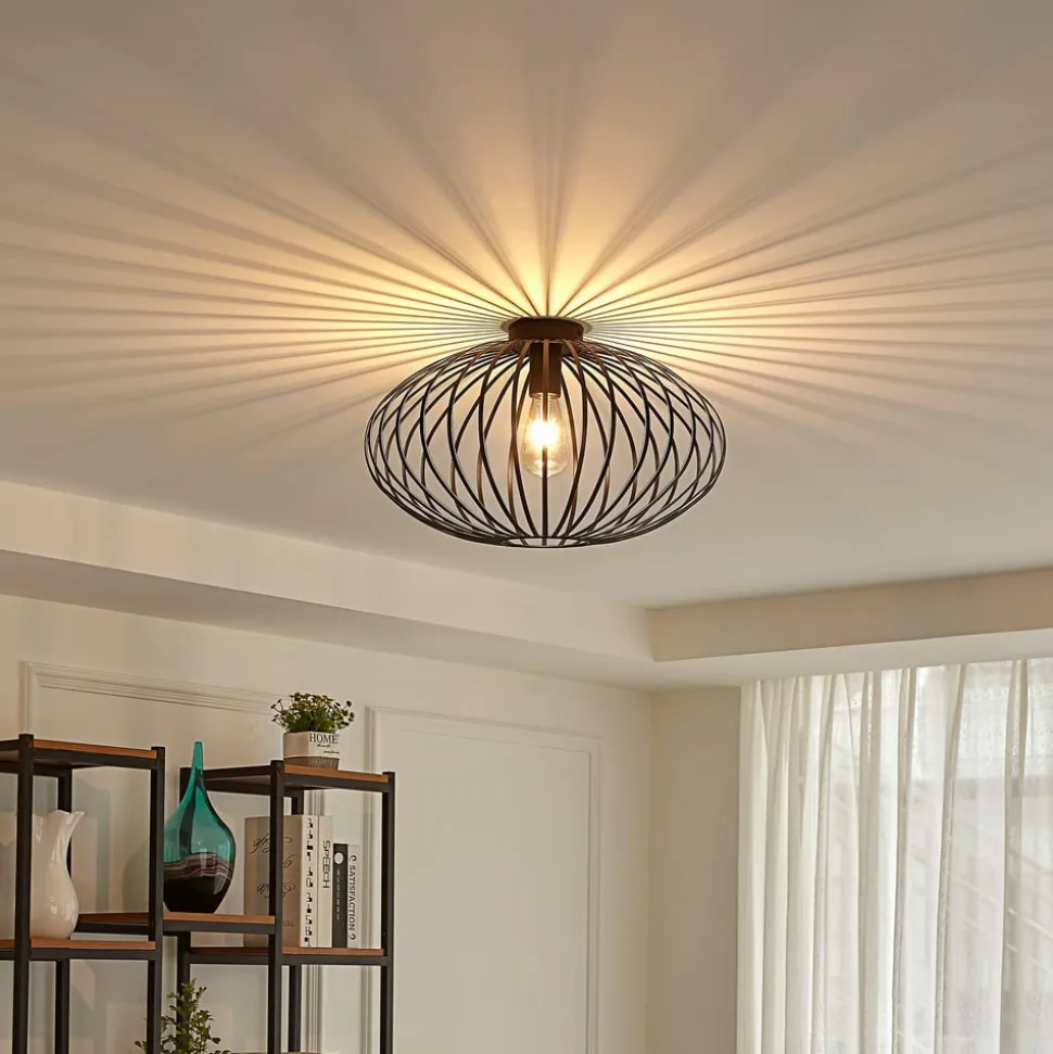 Lindby Maivi loftslampe, sort, 50 cm, jern, bur
