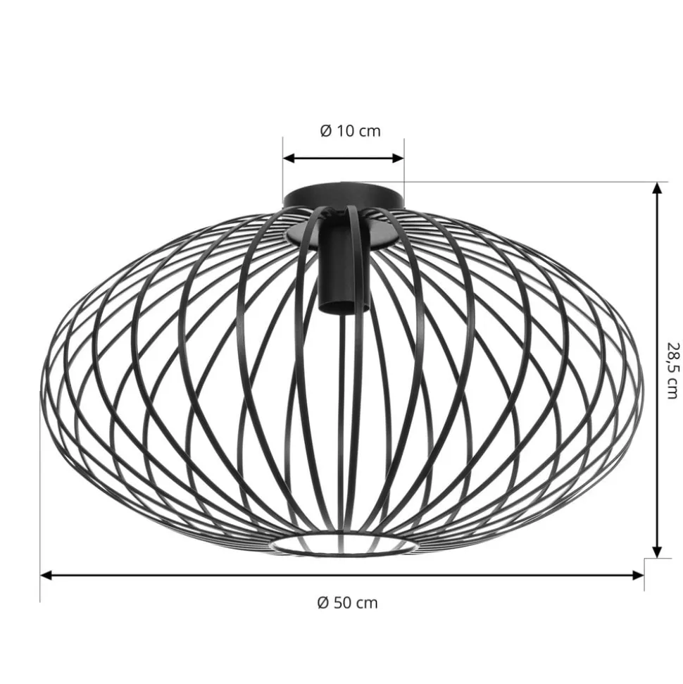 Lindby Maivi loftslampe, sort, 50 cm, jern, bur