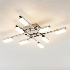 Lindby Mally LED-loftlampe i krom, 8 lyskilder