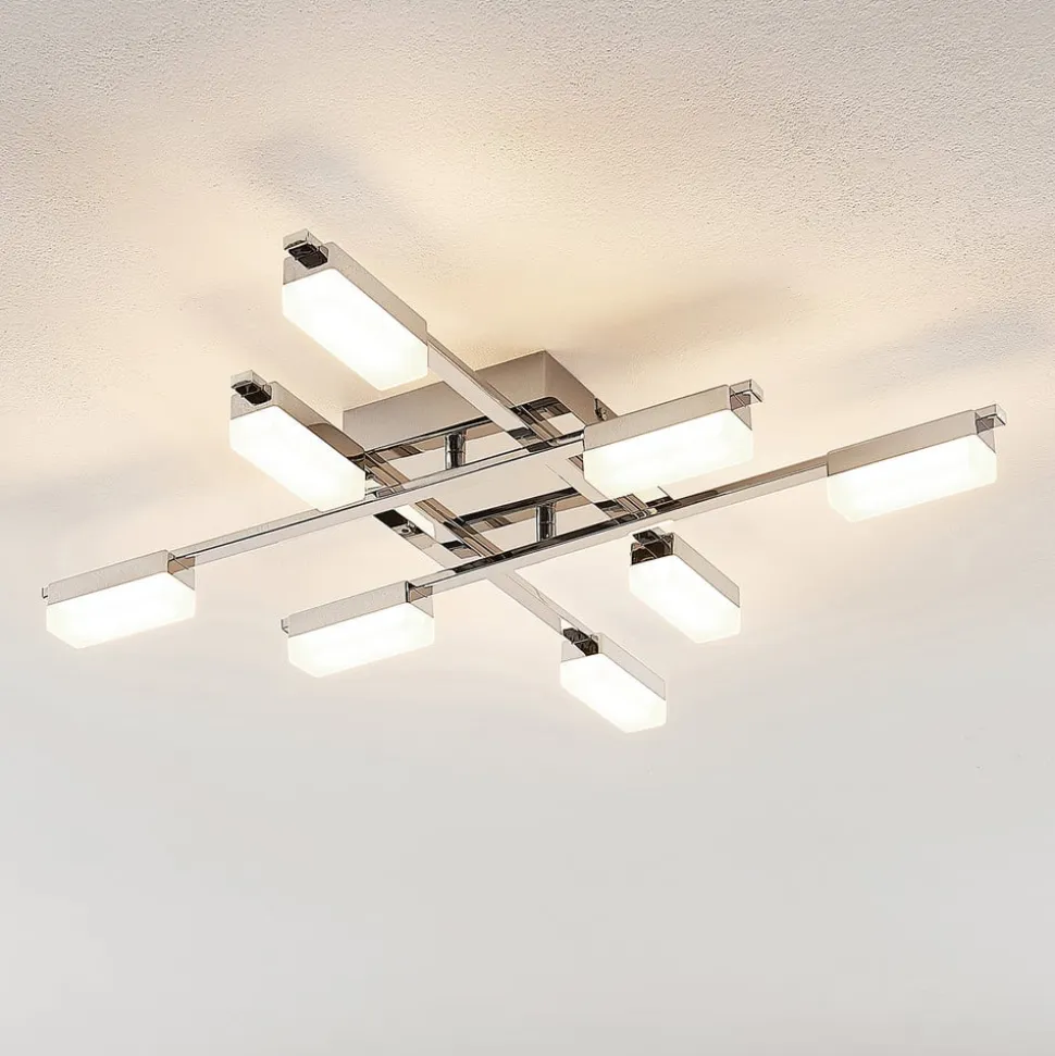 Lindby Mally LED-loftlampe i krom, 8 lyskilder