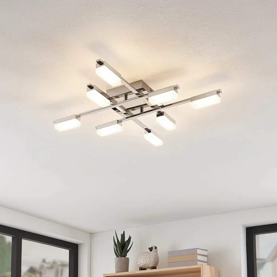 Lindby Mally LED-loftlampe i krom, 8 lyskilder