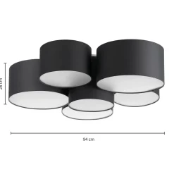 Lindby Maureka loftlampe, 94 cm, 6 lyskilder, tekstil