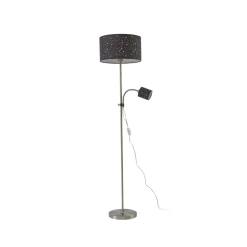 Lindby Melanie gulvlampe, grå, stof, Ø 36 cm, 2 lyskilder.