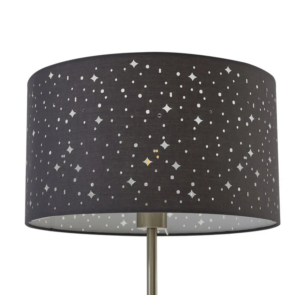 Lindby Melanie gulvlampe, grå, stof, Ø 36 cm, 2 lyskilder.