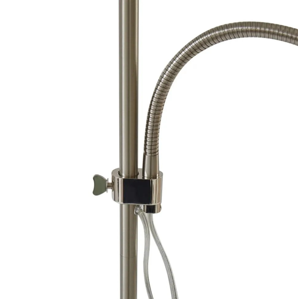 Lindby Melanie gulvlampe, grå, stof, Ø 36 cm, 2 lyskilder.