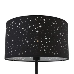 Lindby Melanie gulvlampe, sort, stof, Ø 36 cm, 2 lyskilder.