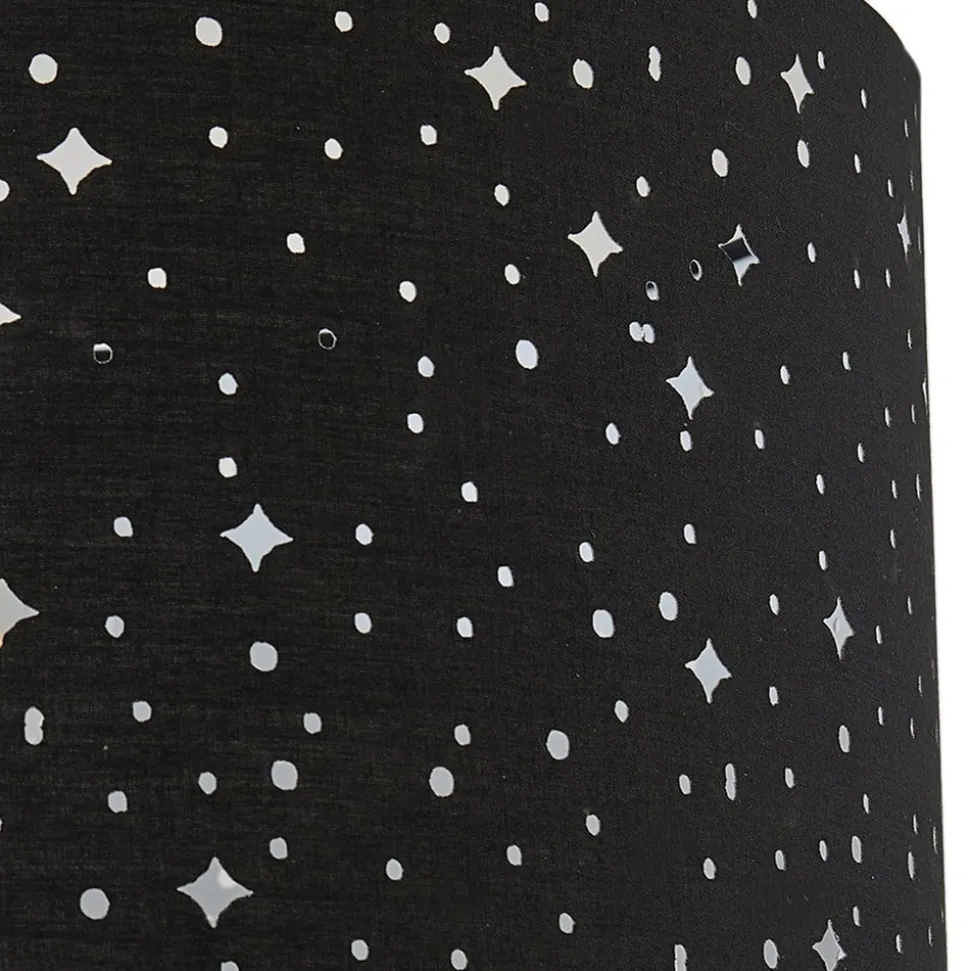 Lindby Melanie gulvlampe, sort, stof, Ø 36 cm, 2 lyskilder.