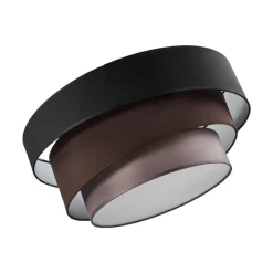 Lindby Melia loftlampe, sort/brun, tekstil, Ø 56cm
