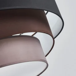 Lindby Melia loftlampe, sort/brun, tekstil, Ø 56cm