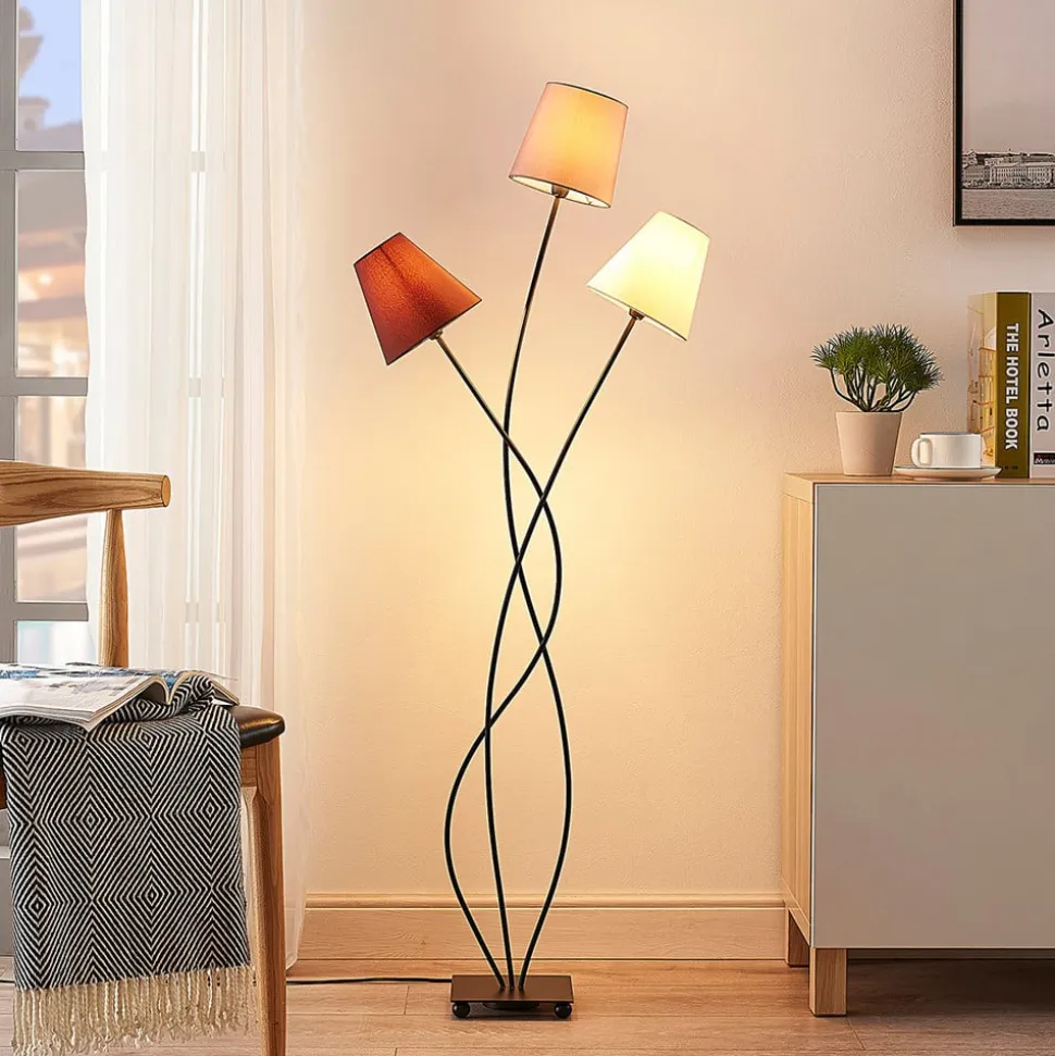 Lindby Melis gulvlampe, 130 cm, 3 lyskilder, tekstil