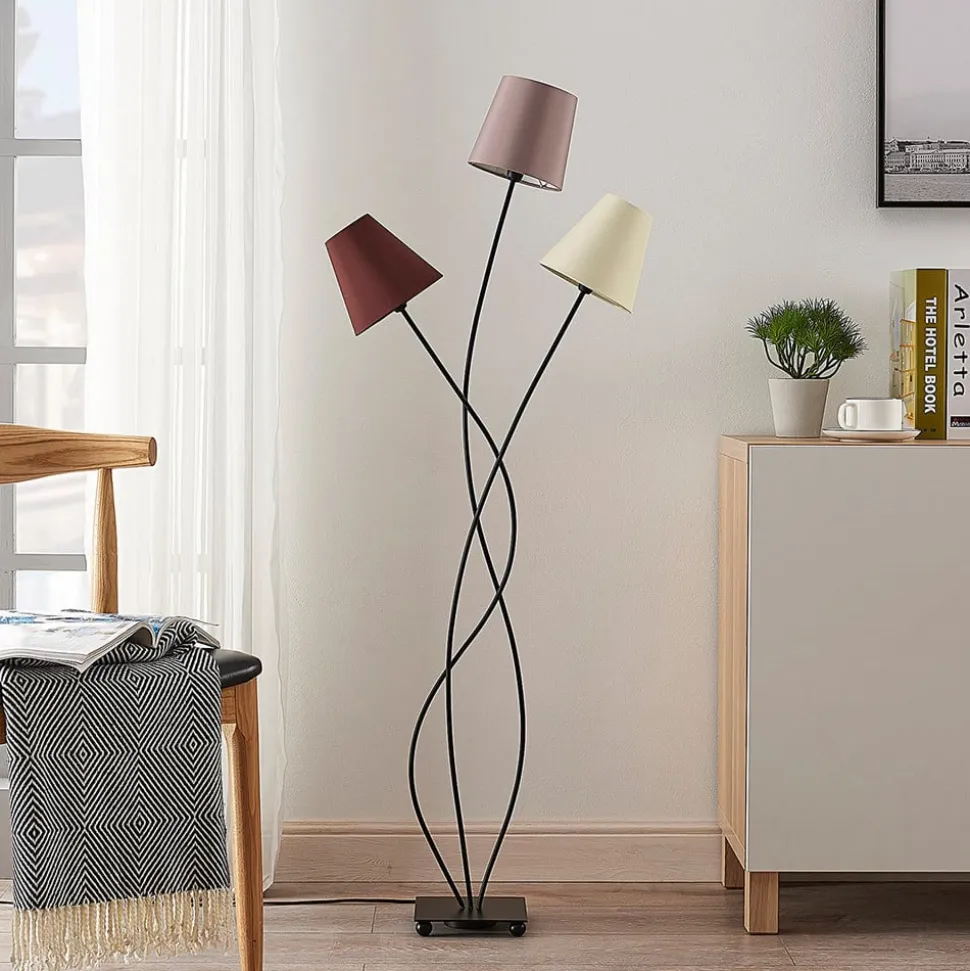 Lindby Melis gulvlampe, 130 cm, 3 lyskilder, tekstil