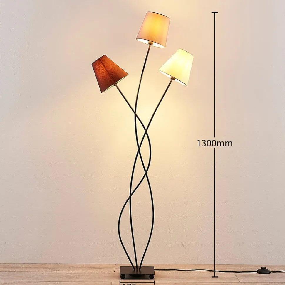 Lindby Melis gulvlampe, 130 cm, 3 lyskilder, tekstil