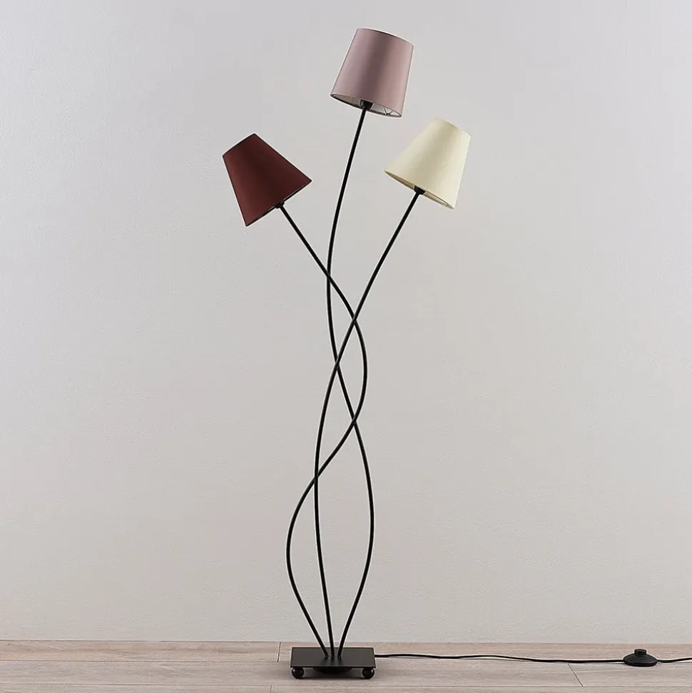 Lindby Melis gulvlampe, 130 cm, 3 lyskilder, tekstil