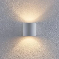 Lindby Mirza væglampe af aluminium, rund, hvid