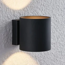 Lindby Mirza væglampe i aluminium, rund, sort