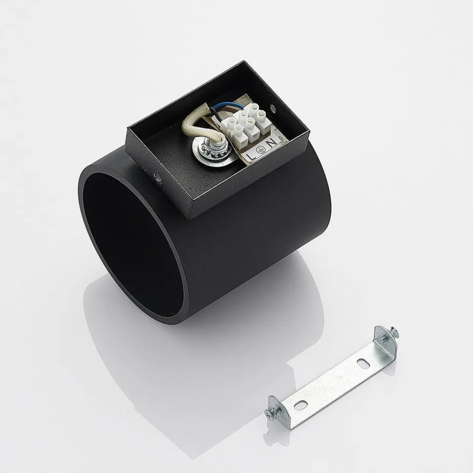 Lindby Mirza væglampe i aluminium, rund, sort