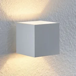 Lindby Mirza væglampe i aluminium, kantet, hvid