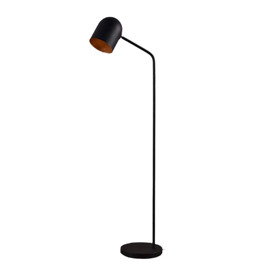 Lindby Morik gulvlampe, 1 lyskilde, sort/guld, metal