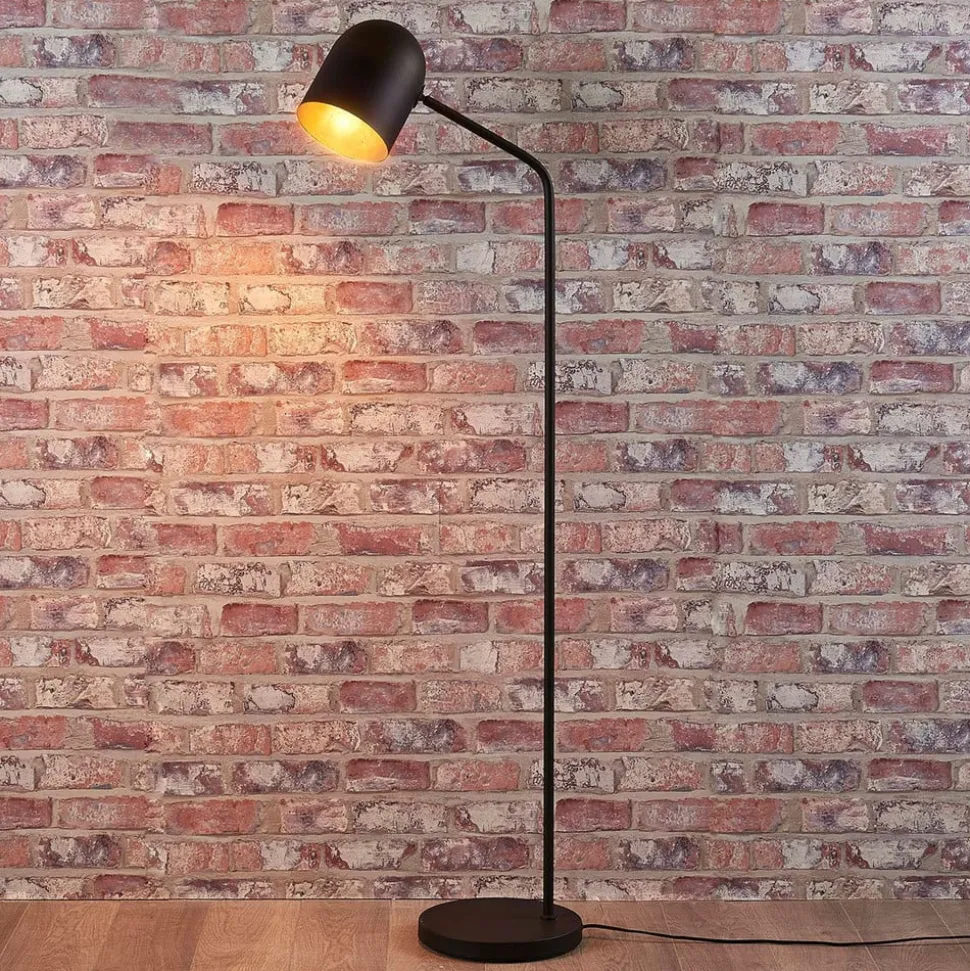 Lindby Morik gulvlampe, 1 lyskilde, sort/guld, metal