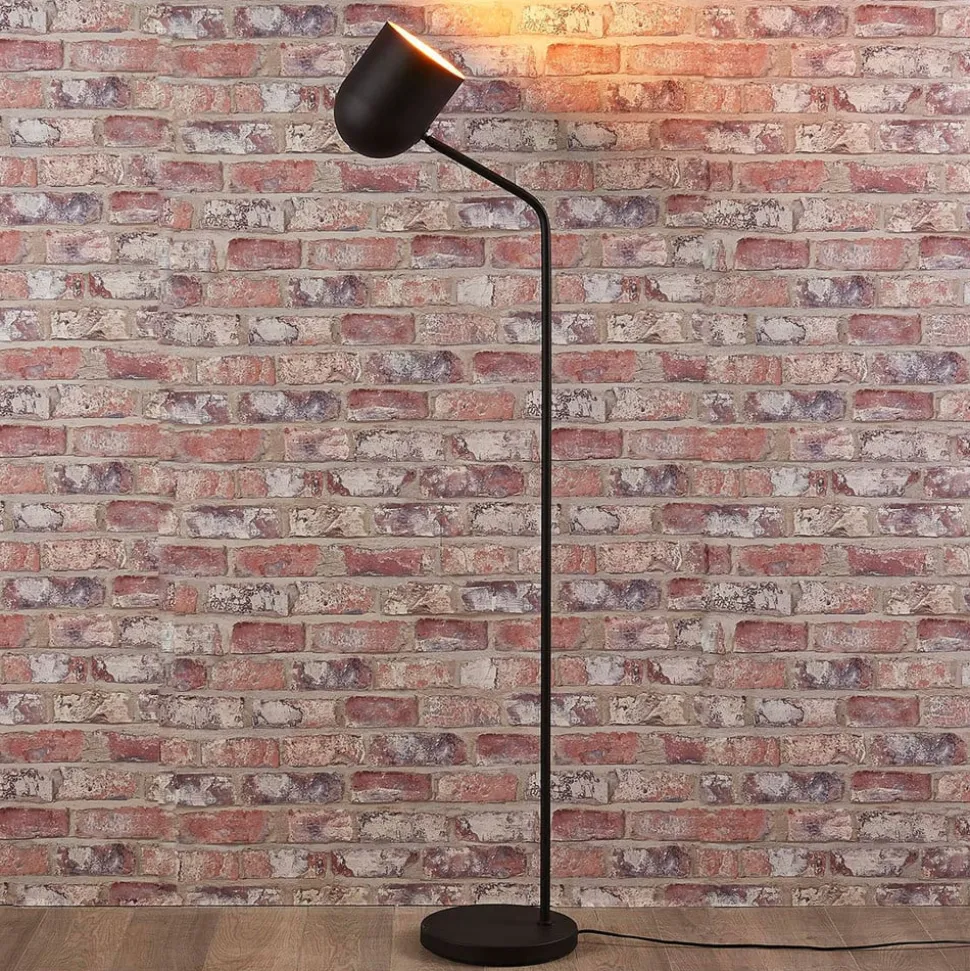 Lindby Morik gulvlampe, 1 lyskilde, sort/guld, metal