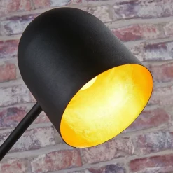 Lindby Morik gulvlampe, 1 lyskilde, sort/guld, metal