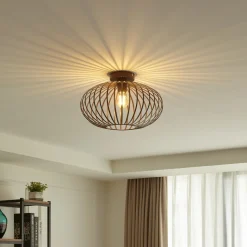 Lindby Nahele loftlampe, brun, metal, Ø 40 cm, E27