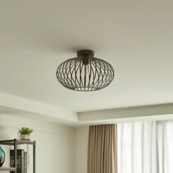Lindby Nahele loftlampe, brun, metal, Ø 40 cm, E27