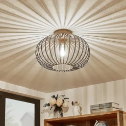 Lindby Nahele loftlampe, brun, metal, Ø 40 cm, E27