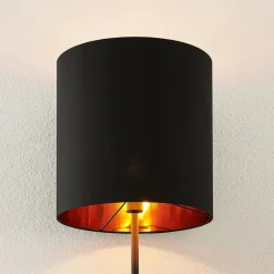 Lindby Nymar gulvlampe, tekstil, sort-guld
