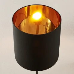 Lindby Nymar gulvlampe, tekstil, sort-guld