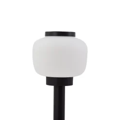 Lindby Orfeas sokkellampe, sort/hvid, aluminium, Ø 24 cm