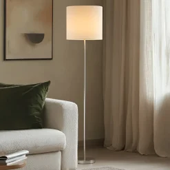 Lindby Parsa gulvlampe, hvid, tekstil, højde 167 cm, E27