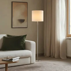 Lindby Parsa gulvlampe, hvid, tekstil, højde 167 cm, E27
