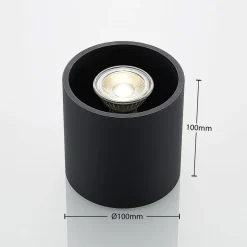 Lindby Parvin aluminium downlight, rund, sort
