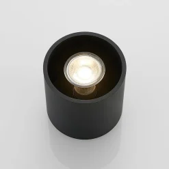 Lindby Parvin aluminium downlight, rund, sort