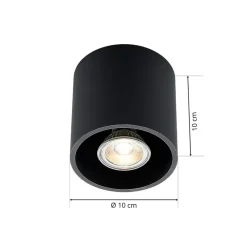 Lindby Parvin aluminium downlight, rund, sort