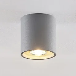 Lindby Parvin aluminium downlight, rund, grå