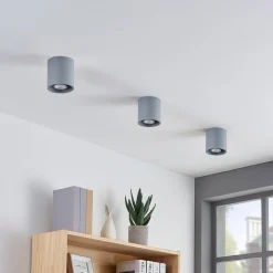 Lindby Parvin aluminium downlight, rund, grå