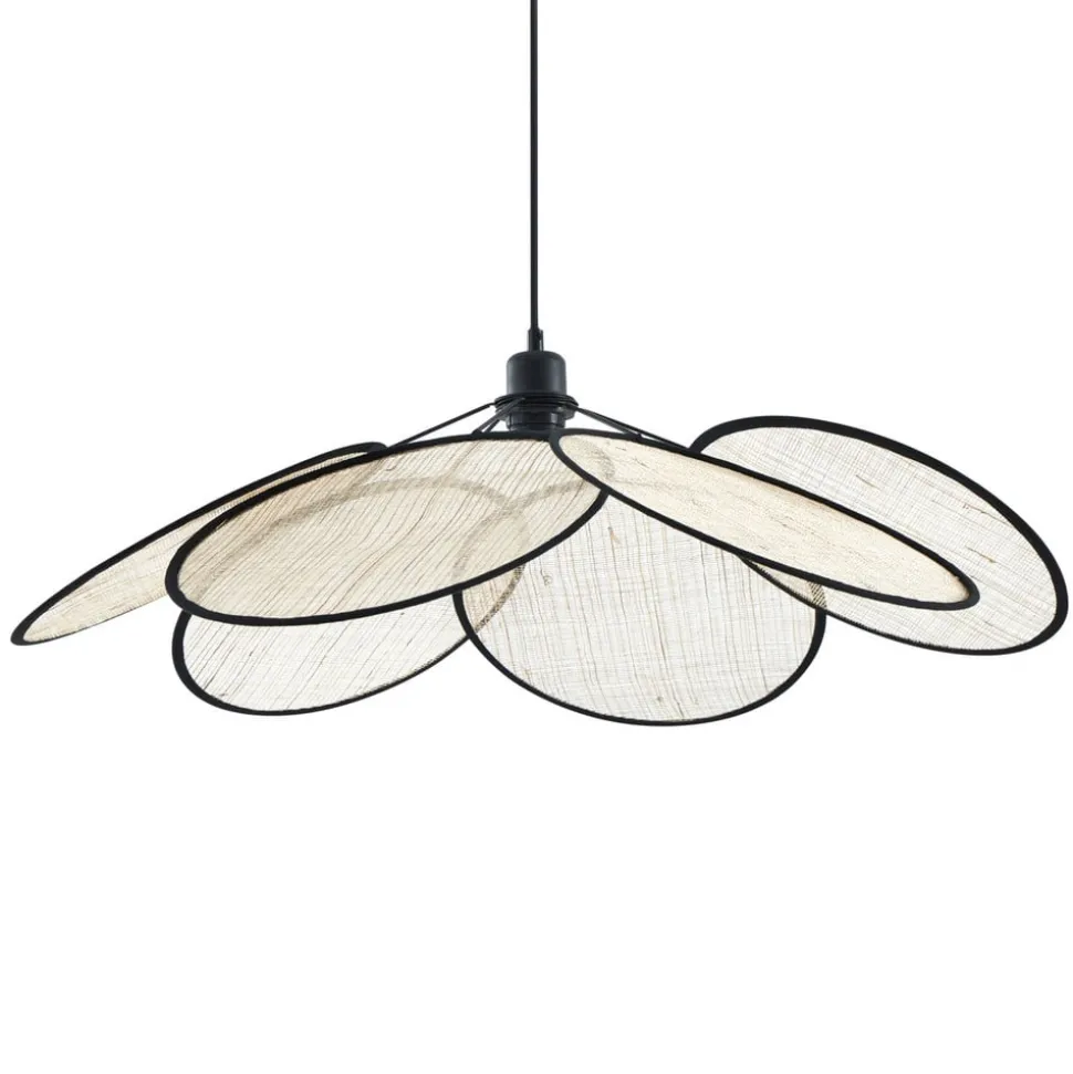 Lindby pendel Astraia, natur/sort, hør, Ø 80 cm