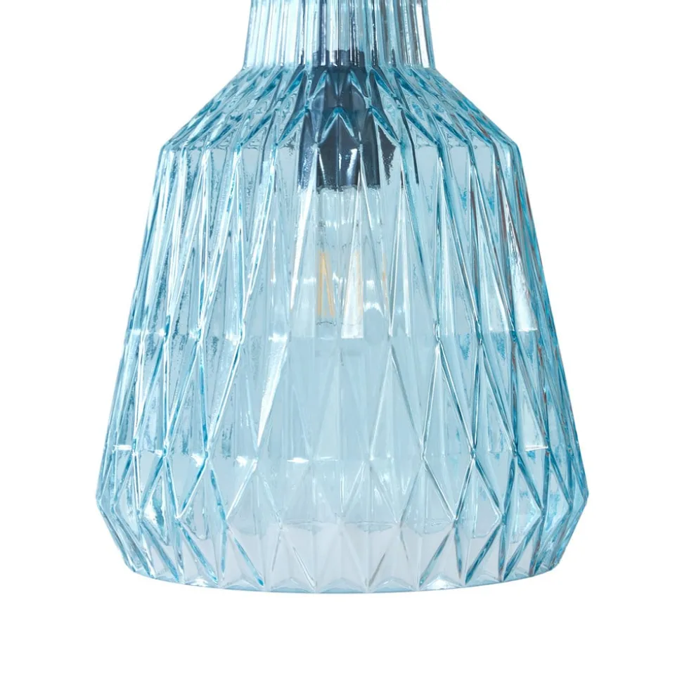 Lindby pendel Belarion, blå, 1-lys, glas, Ø 23 cm