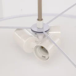 Lindby pendel Sebatin, Ø 50 cm, hvid, stof, E27