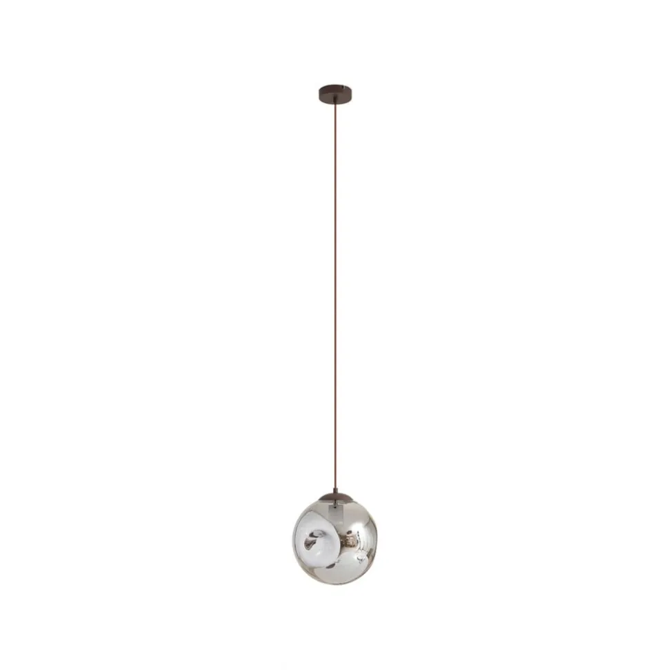 Lindby pendel Valentina, E27, Ø 25 cm, røgfarvet grå, glas