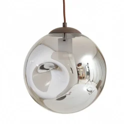 Lindby pendel Valentina, E27, Ø 25 cm, røgfarvet grå, glas